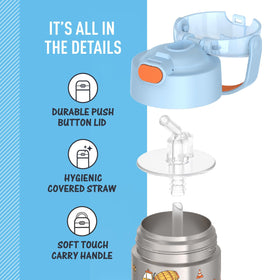 THERMOS FUNtainer with removable silicone straw for quick cleaning after activities.