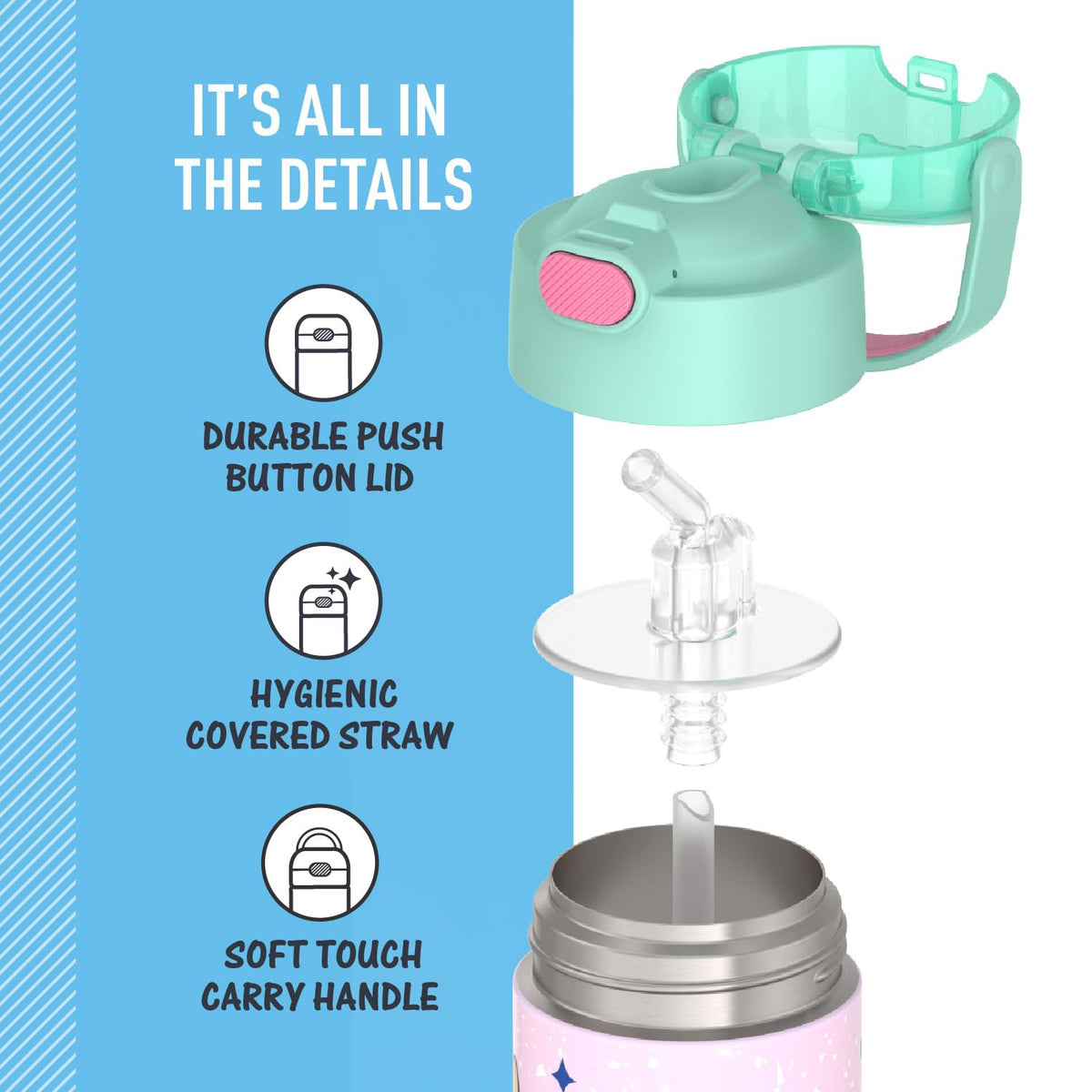 Removable silicone straw keeps drinking clean and easy to sanitize