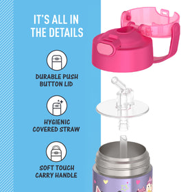 Removable silicone straw for quick cleaning after meals.