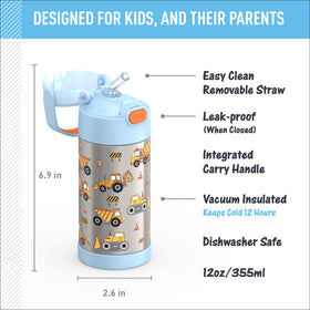 THERMOS FUNtainer bottle with soft-touch carry handle for easy everyday portability.