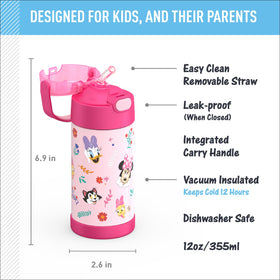 THERMOS FUNtainer soft-touch carry handle makes kid transport effortless.