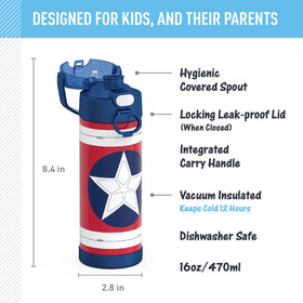 THERMOS FUNTAINER 16oz spout lid close-up with hygienic cover