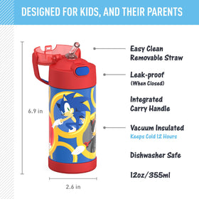 THERMOS FUNTAINER stainless steel durability helps withstand drops during active play.