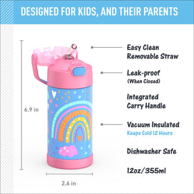 THERMOS FUNTAINER straw-lid close-up highlights easy sipping for kids.