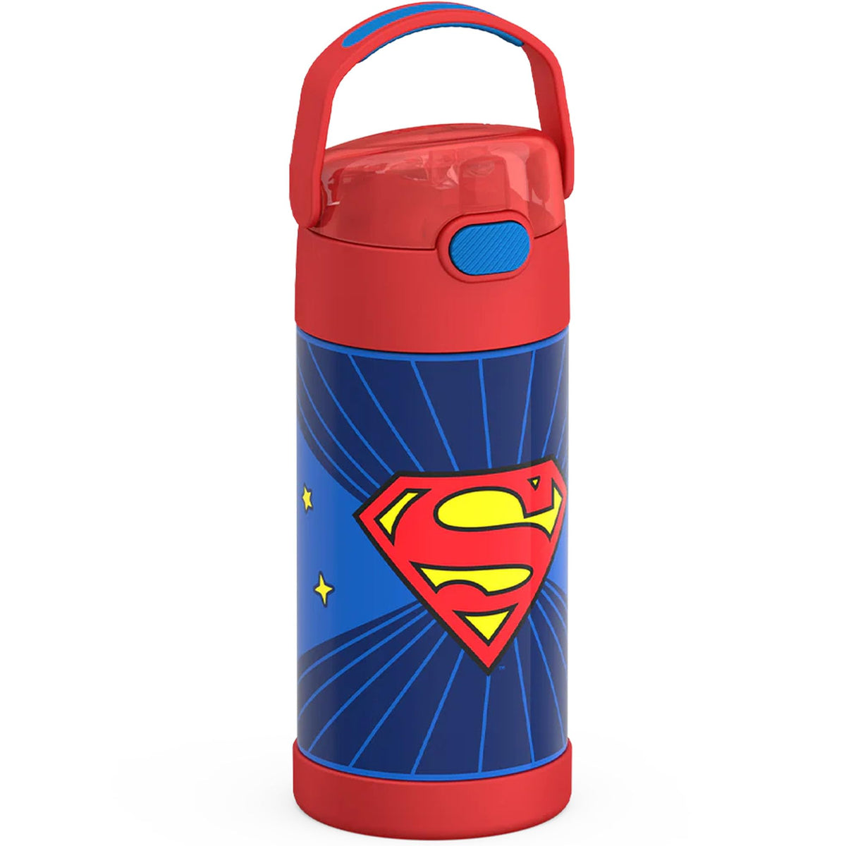 THERMOS FUNtainer straw close-up shows removable hygienic cover for easy cleaning