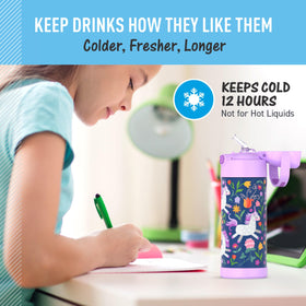 THERMOS FUNTAINER unicorn blooms durable stainless steel for school and play