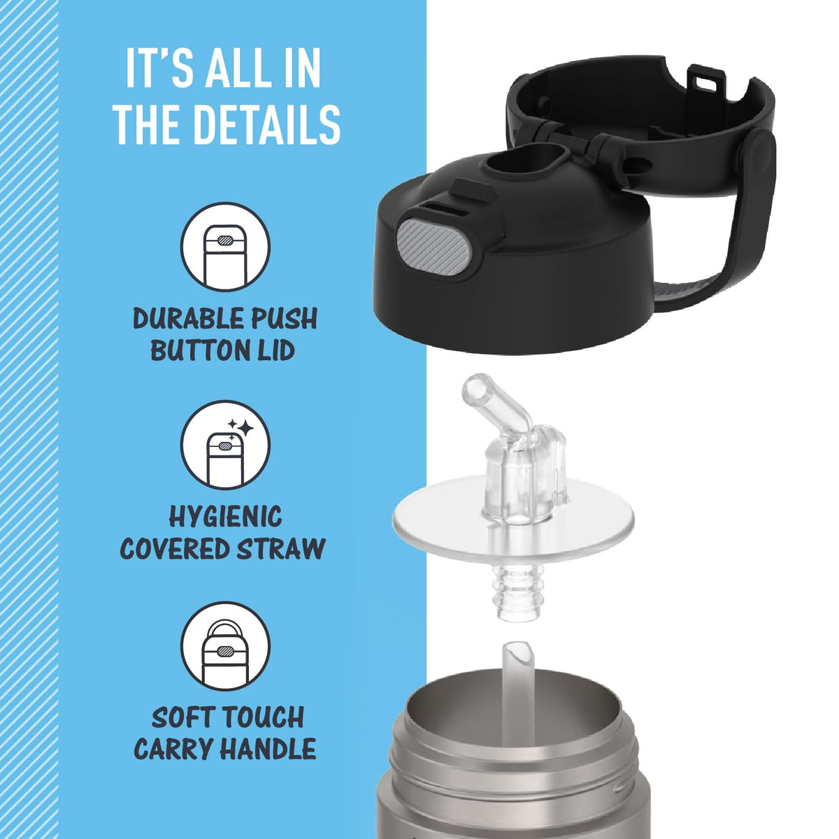 THERMOS FUNTAINER vacuum insulation keeps drinks cold for hours