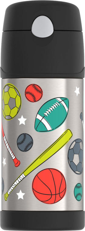 THERMOS FUNTAINER water bottle with straw shows a kid-friendly straw cap for everyday use.