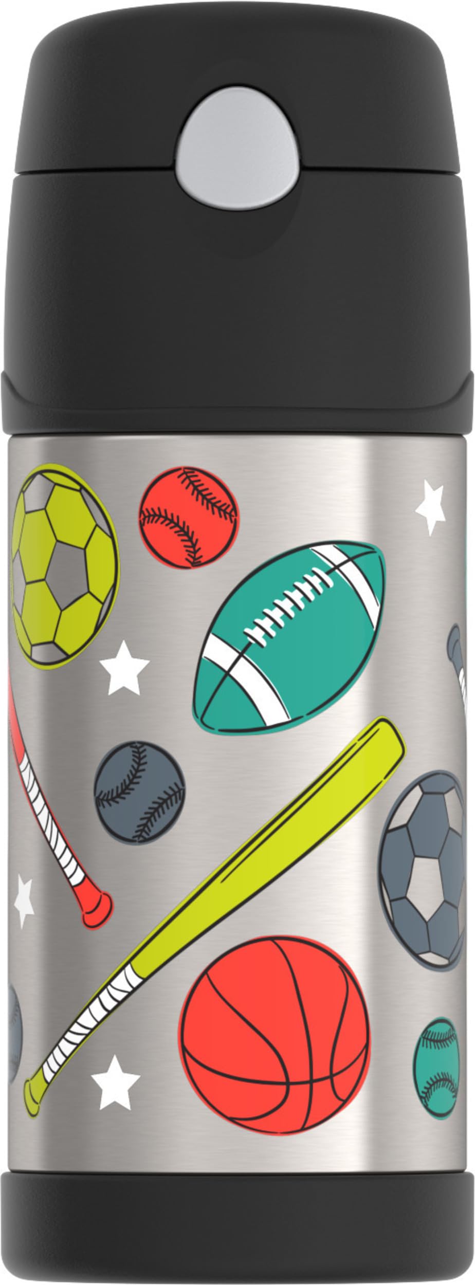 THERMOS FUNTAINER water bottle with straw shows a kid-friendly straw cap for everyday use.