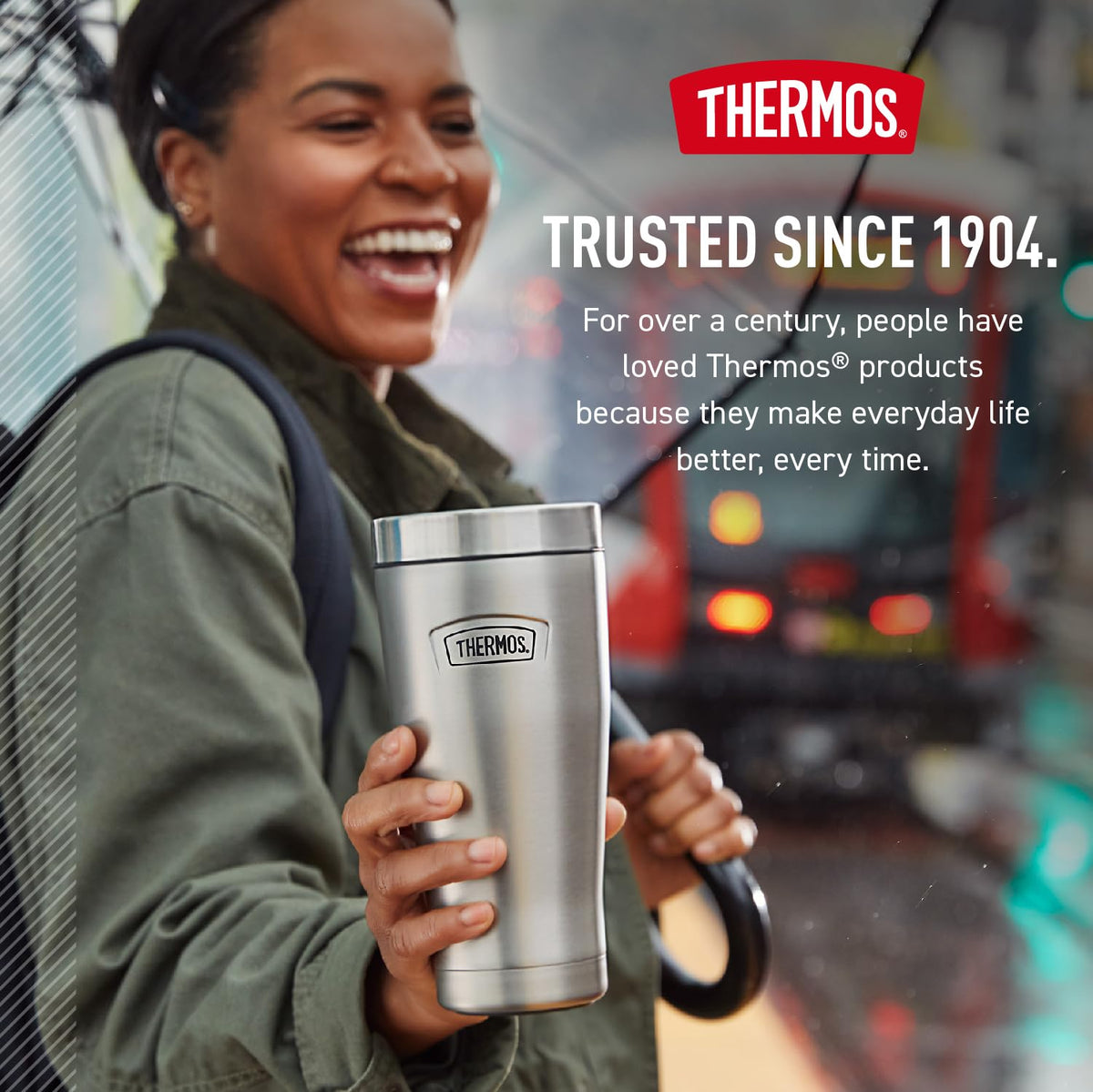 Durable 18/8 stainless steel construction of THERMOS Icon Series tumbler