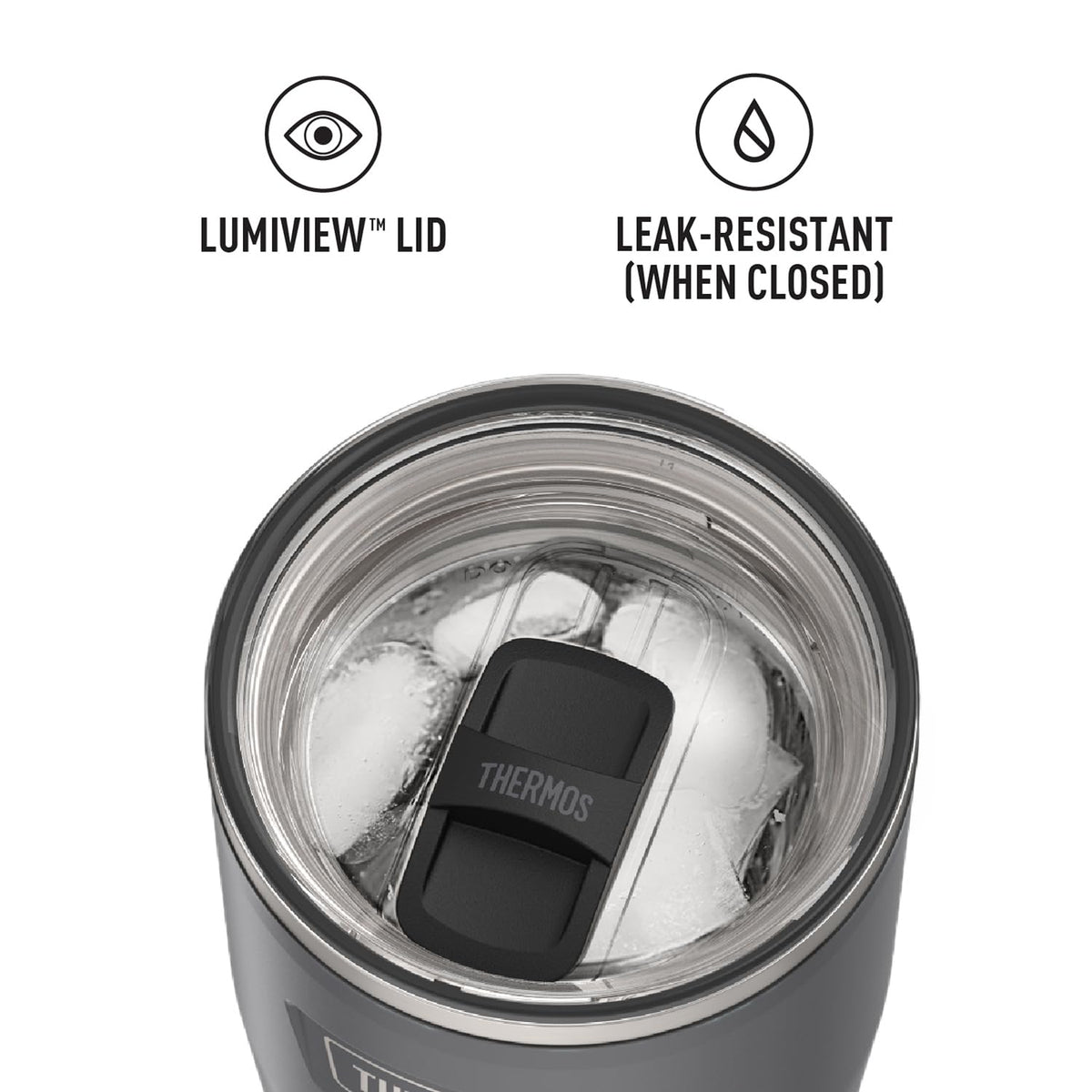 THERMOS ICON SERIES 360-lid DURA-SEAL keeps spills low for busy days