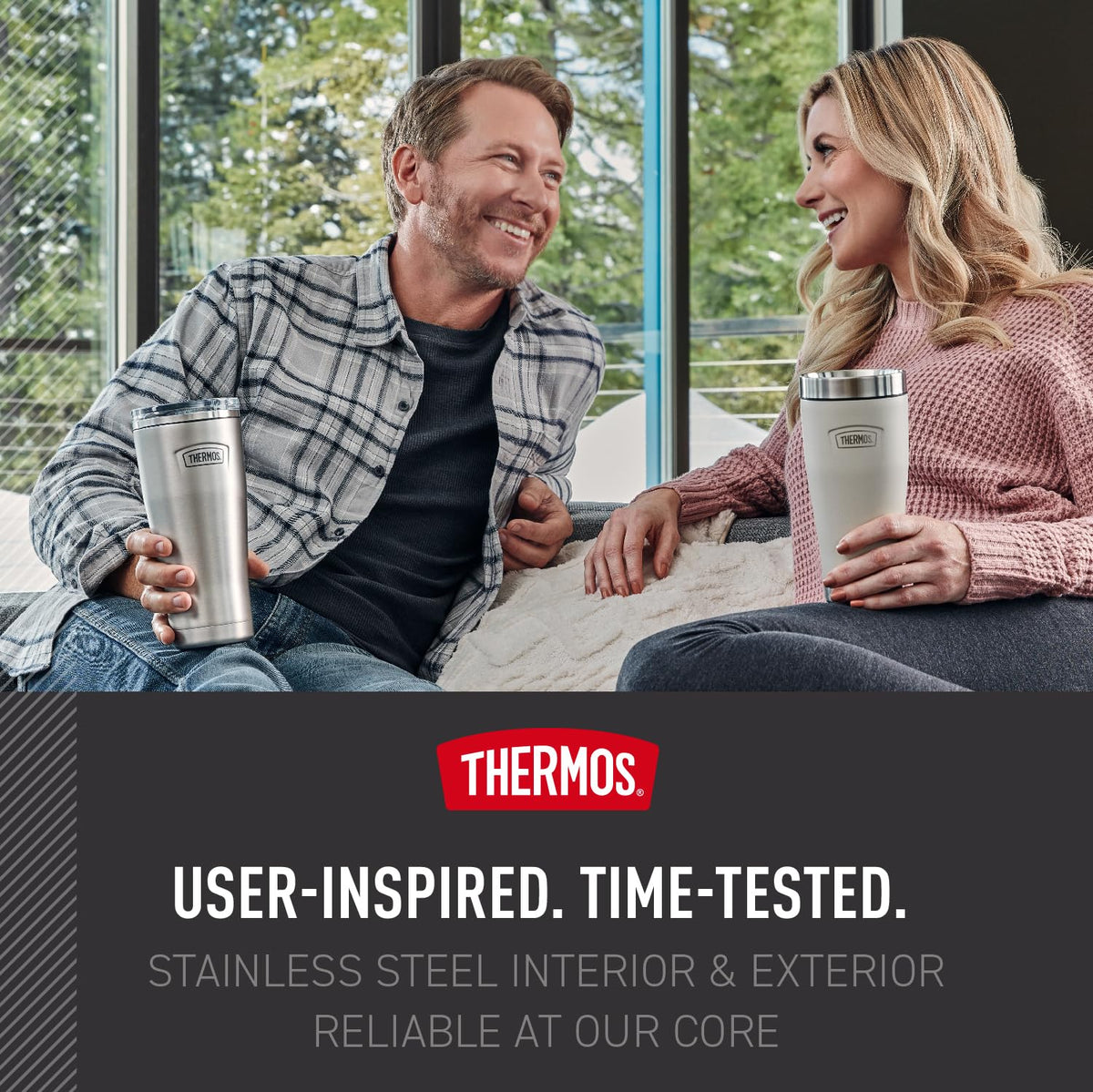 Fits most cup holders: THERMOS Icon Series 16 oz tumbler for easy transit
