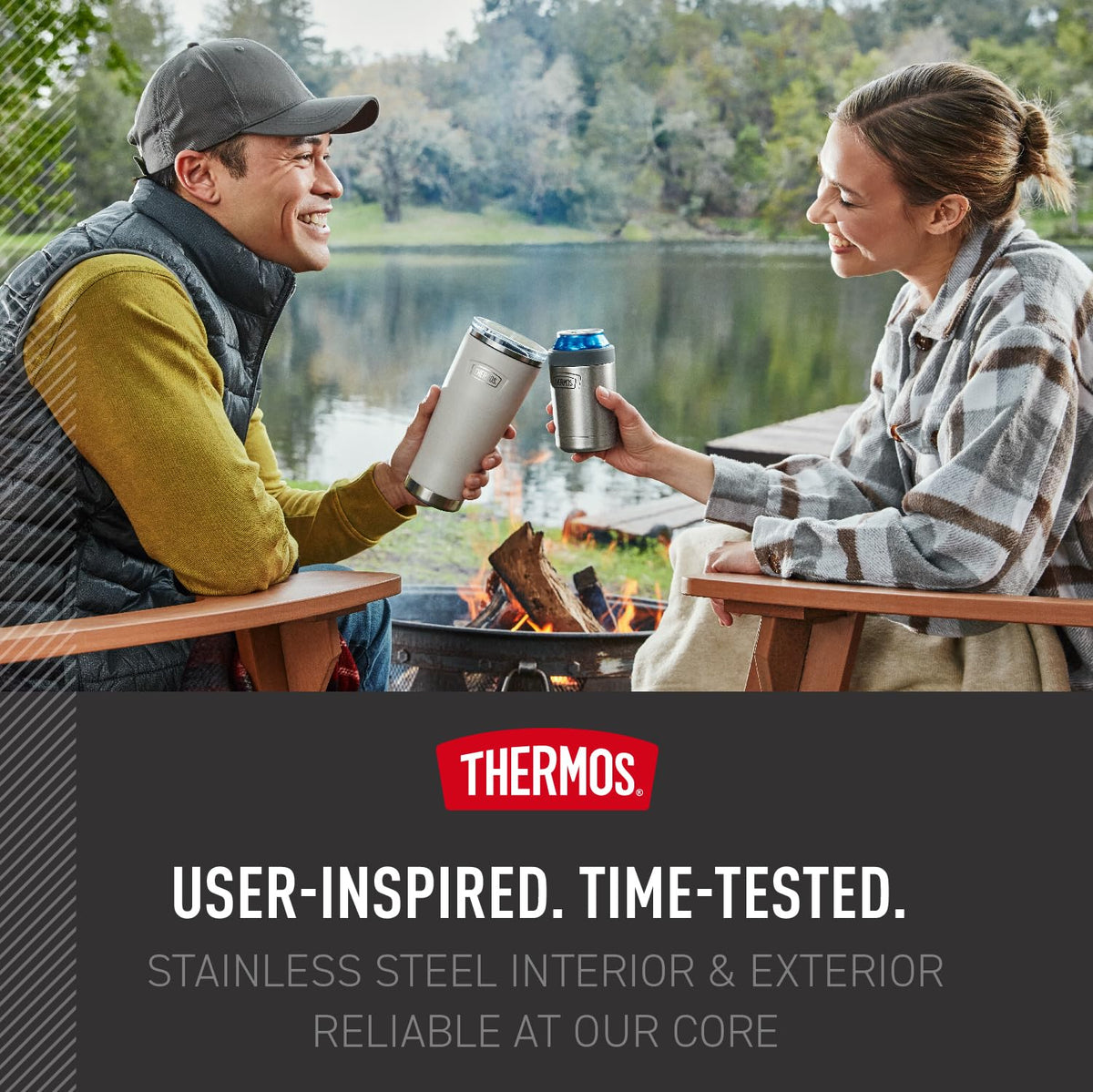 Iconic Thermos design blends with bags, desks, and outdoor gear.