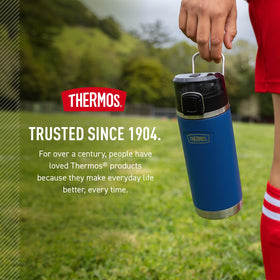 THERMOS ICON SERIES navy bottle design reflects 120 year heritage