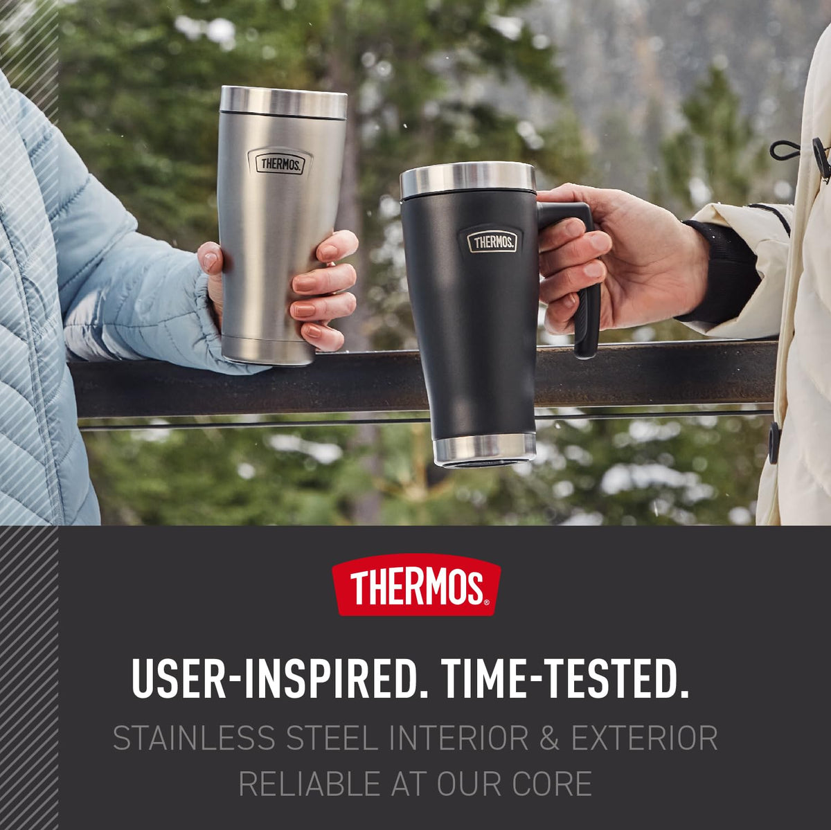 THERMOS Icon Series Saddle 16oz mug fits most cup holders for easy transport