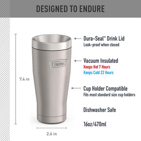 THERMOS Icon Series tumbler showcasing vacuum insulation keeps beverages hot or cold for hours