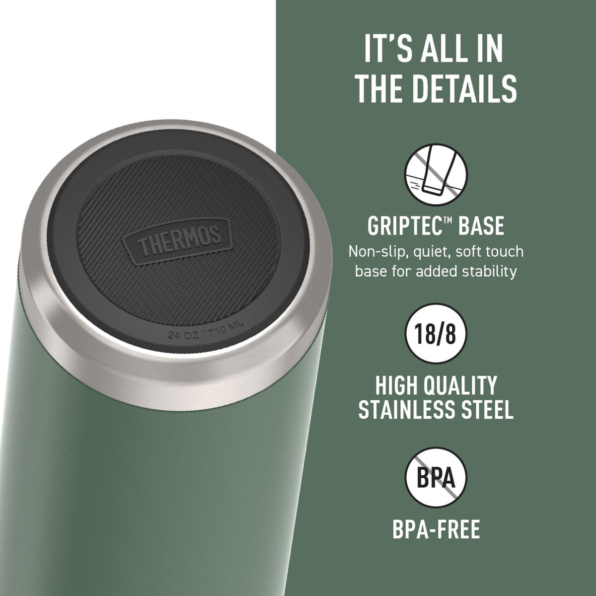 THERMOS ICON SERIES wide mouth opening for easy cleaning and ice addition.