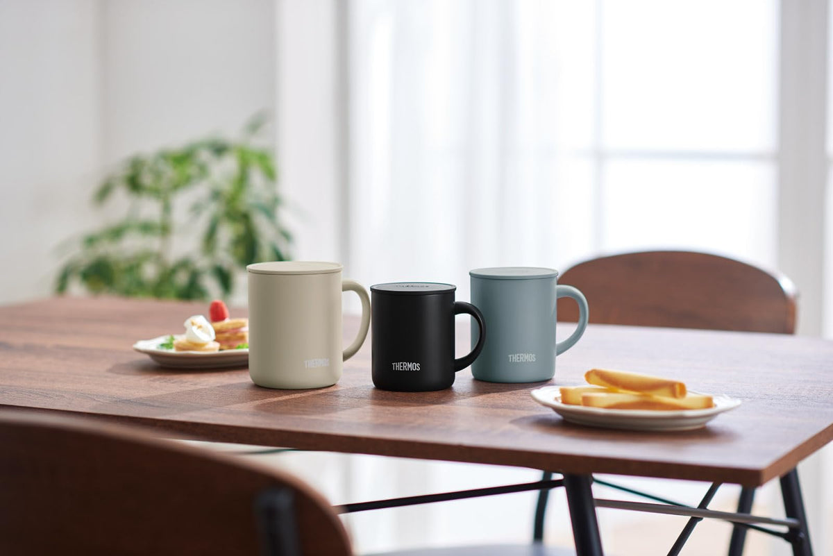 THERMOS JDG-452C mug in daily use scenario demonstrates versatile, everyday convenience.