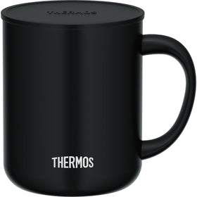 THERMOS JDG-452C mug lid closeup highlights a dust-proof seal and retention features.