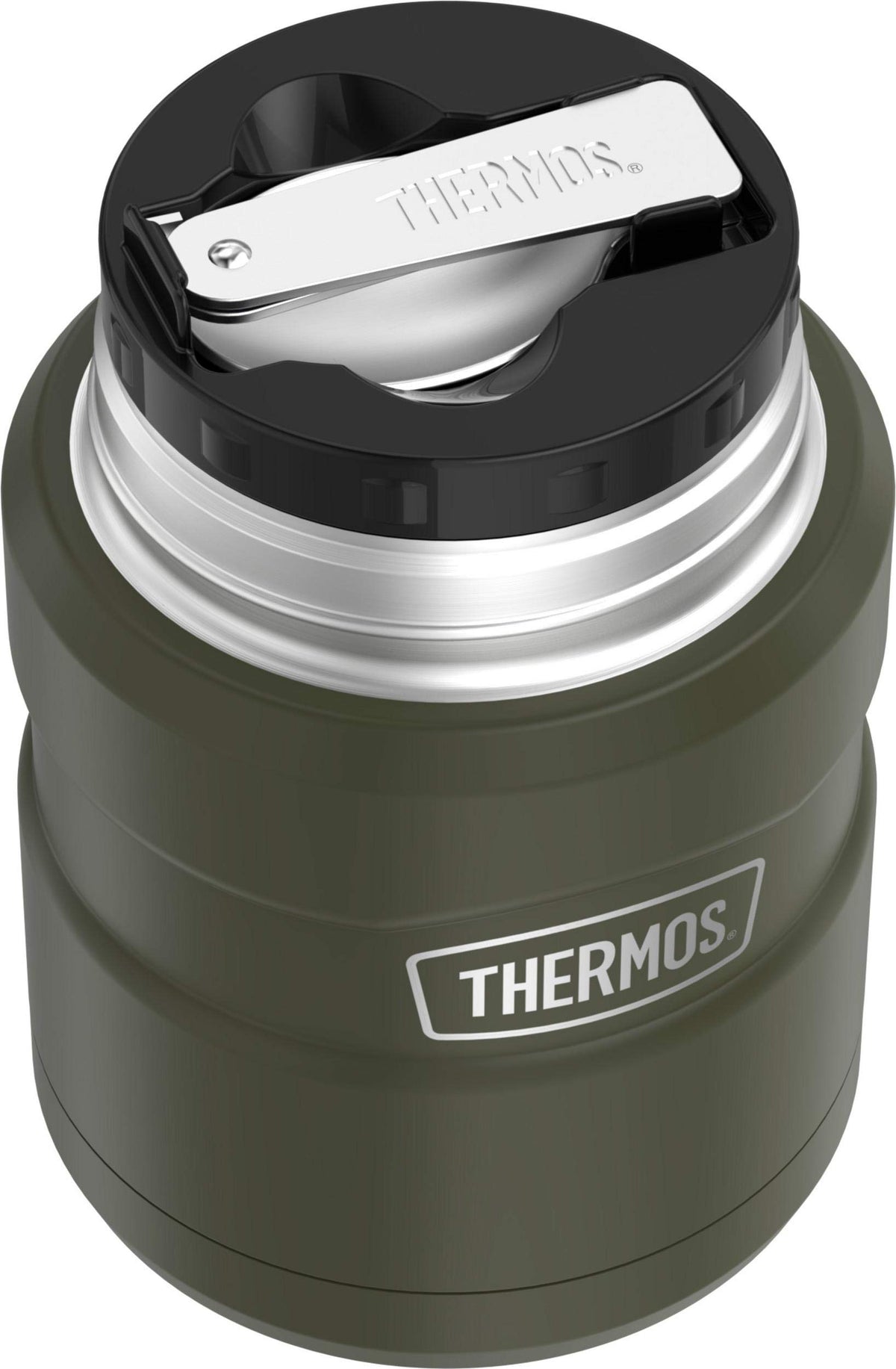 18/8 stainless steel construction of THERMOS Stainless King 16oz Army Green