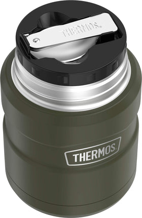 18/8 stainless steel construction of THERMOS Stainless King 16oz Army Green