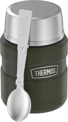 Insulated body keeps hot drinks warm on THERMOS Stainless King 16oz Army Green