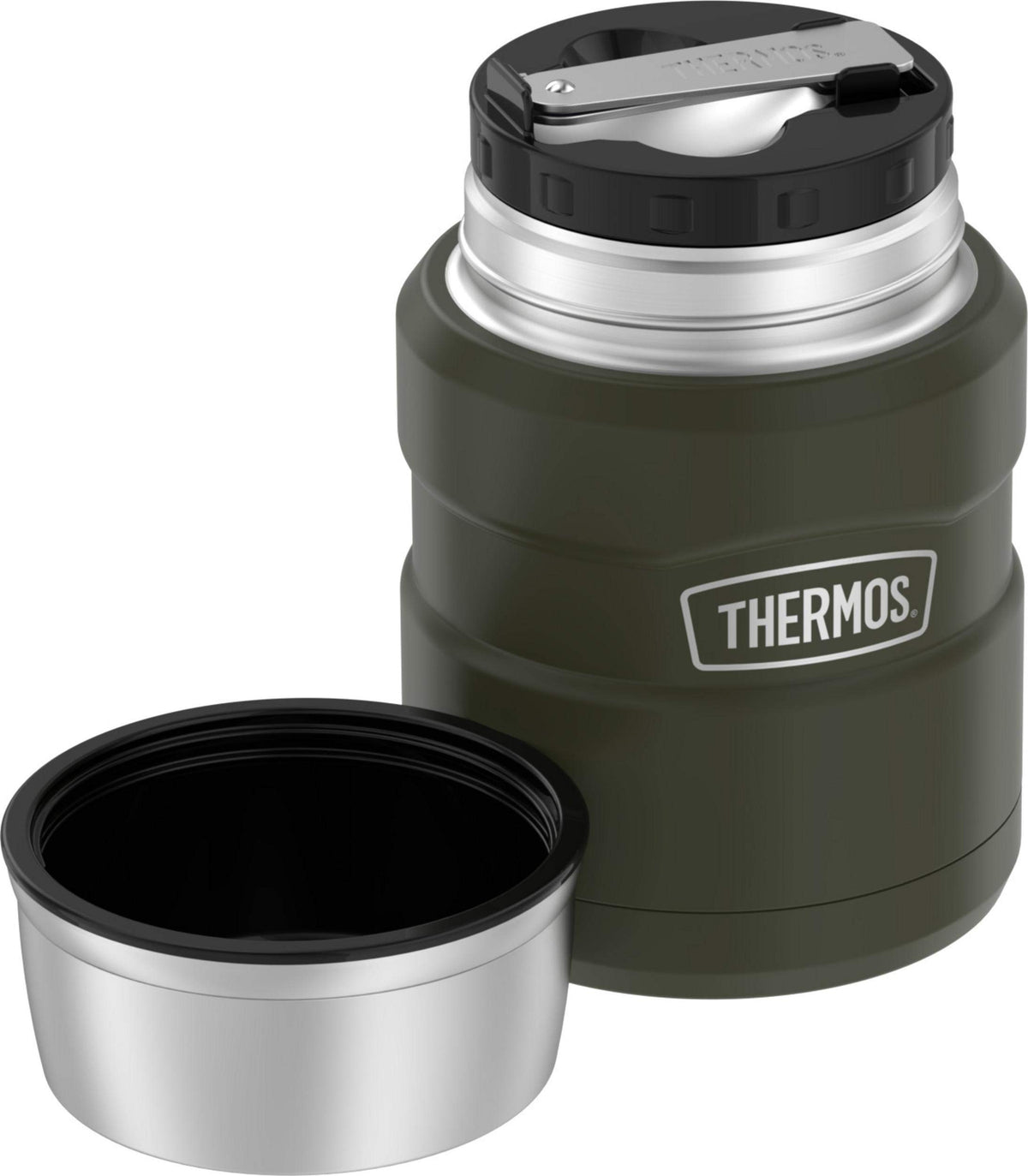 Leak-proof DrinkLock lid for travel on THERMOS Stainless King 16oz Army Green
