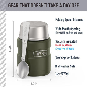 Open lid with tea hook on THERMOS Stainless King 16oz Army Green