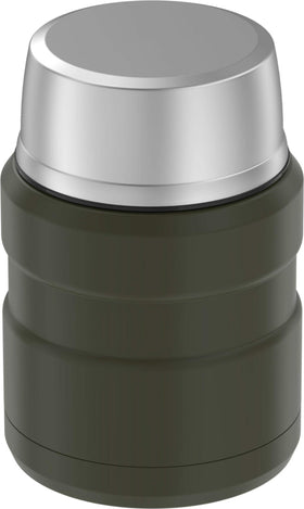 Inside lid showing foldable spoon in THERMOS Stainless King 16oz Army Green