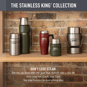 THERMOS Stainless King in backpack during hike keeps meals warm
