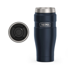 THERMOS Stainless King 16oz midnight blue tumbler keeps hot or cold beverages