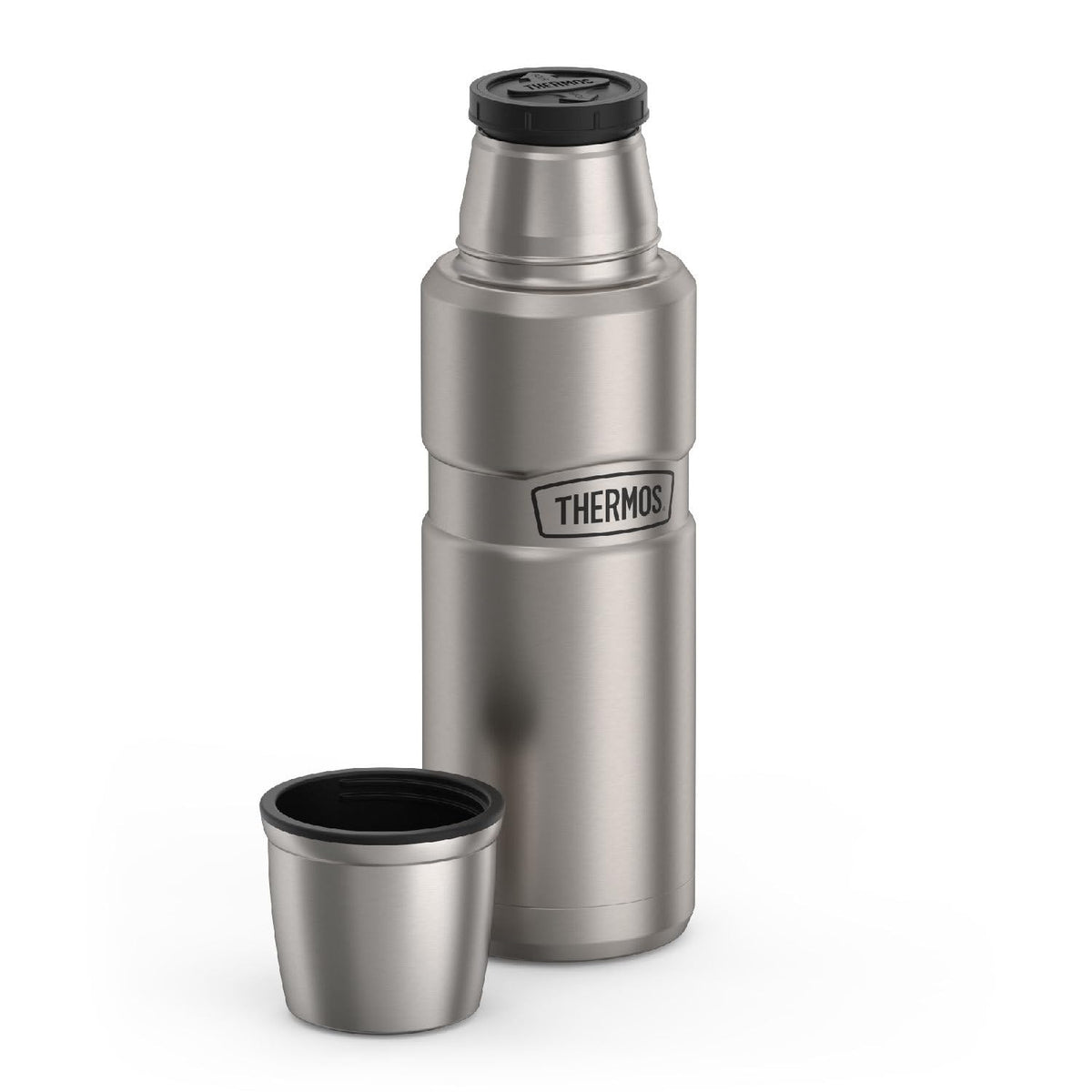 THERMOS Stainless King 16 oz bottle side shot, durable outdoors support.