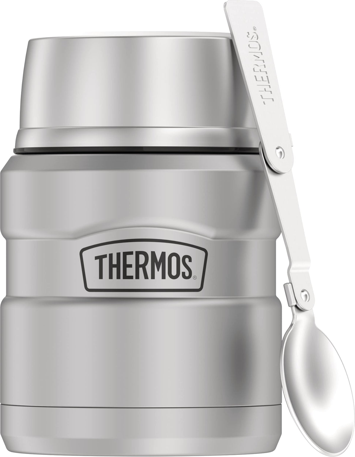 THERMOS Stainless King 16oz bottle with vacuum insulation keeps hot drinks longer.