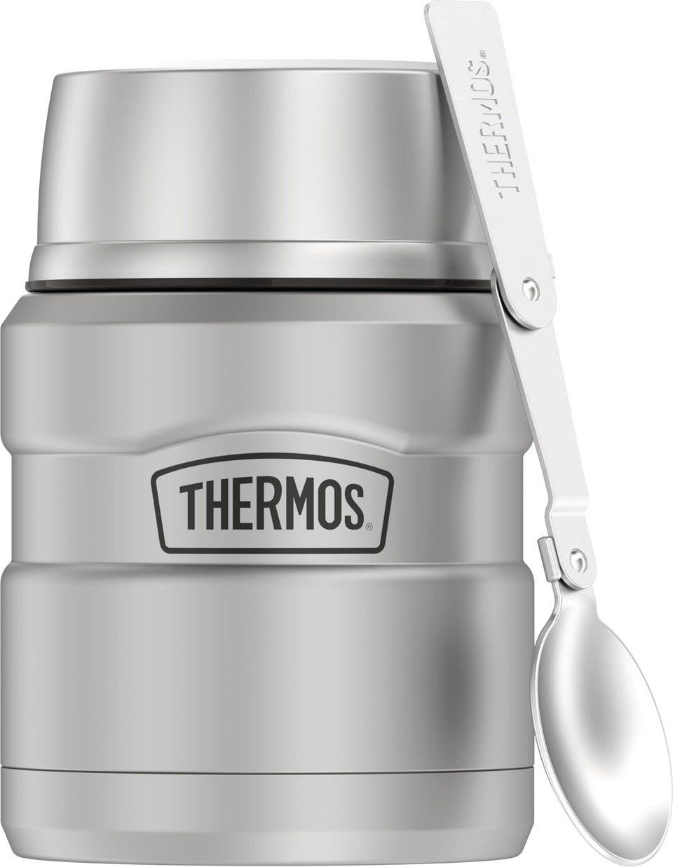 THERMOS Stainless King 16oz bottle with vacuum insulation keeps hot drinks longer.