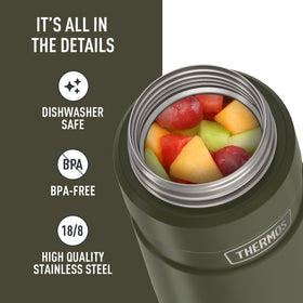THERMOS Stainless King 24oz army green durable stainless steel construction.