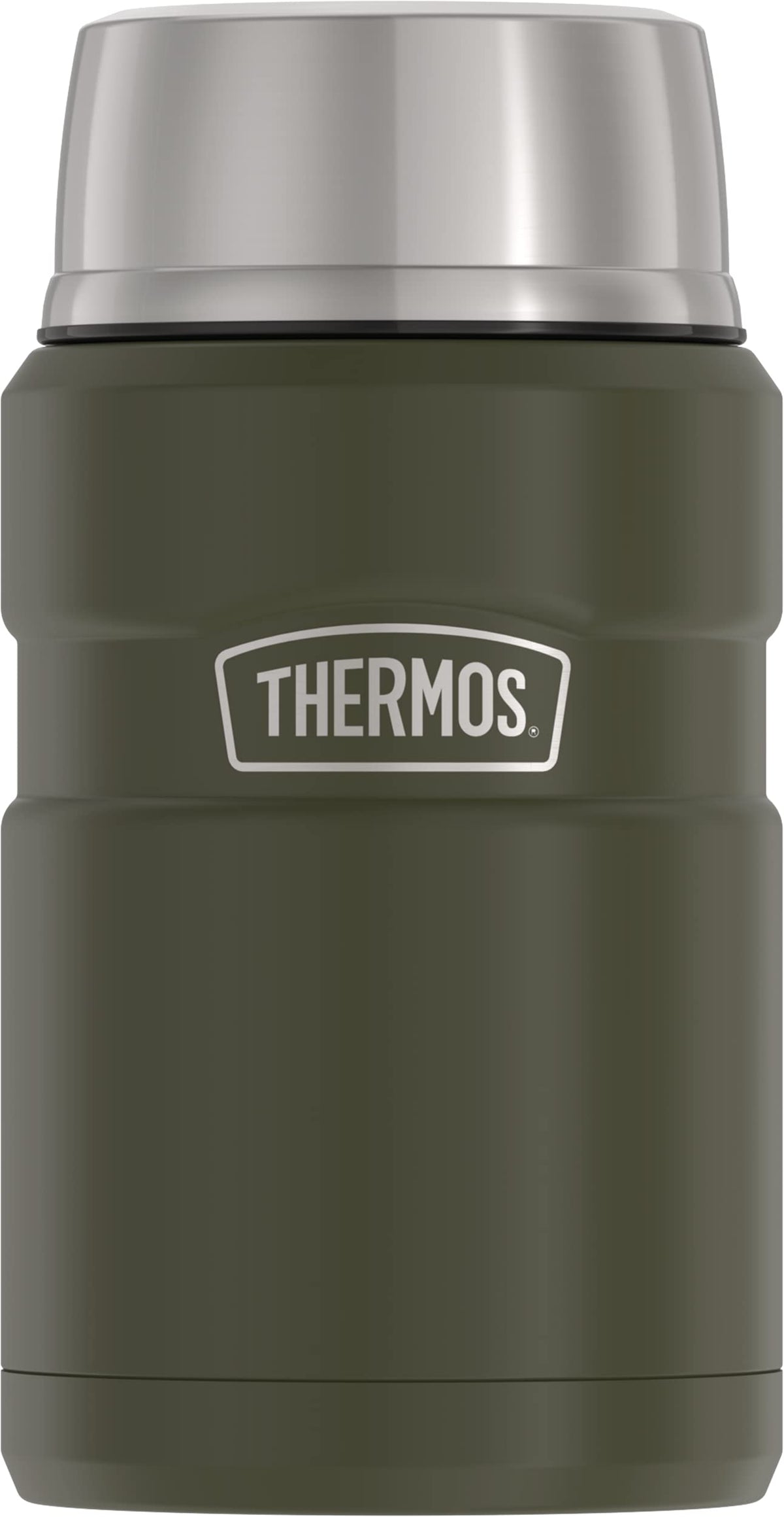 THERMOS Stainless King 24oz army green exterior showcases rugged durability for daily meals.