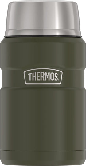 THERMOS Stainless King 24oz army green exterior showcases rugged durability for daily meals.