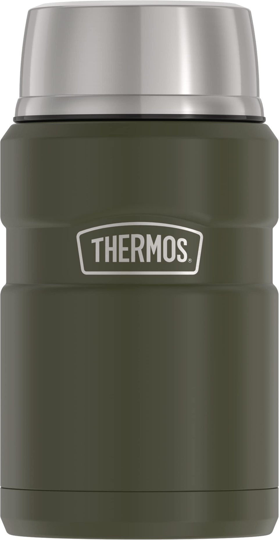 THERMOS Stainless King 24oz army green exterior showcases rugged durability for daily meals.
