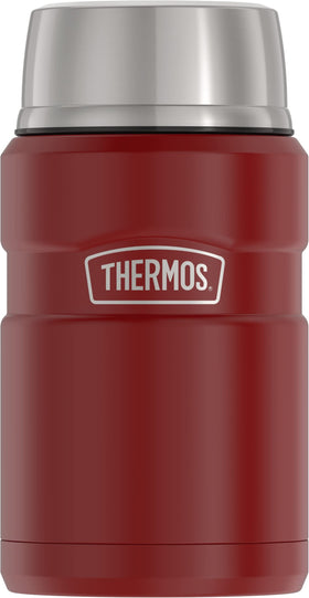 THERMOS Stainless King 24oz Rustic Red with closed lid for leak-proof portable meals