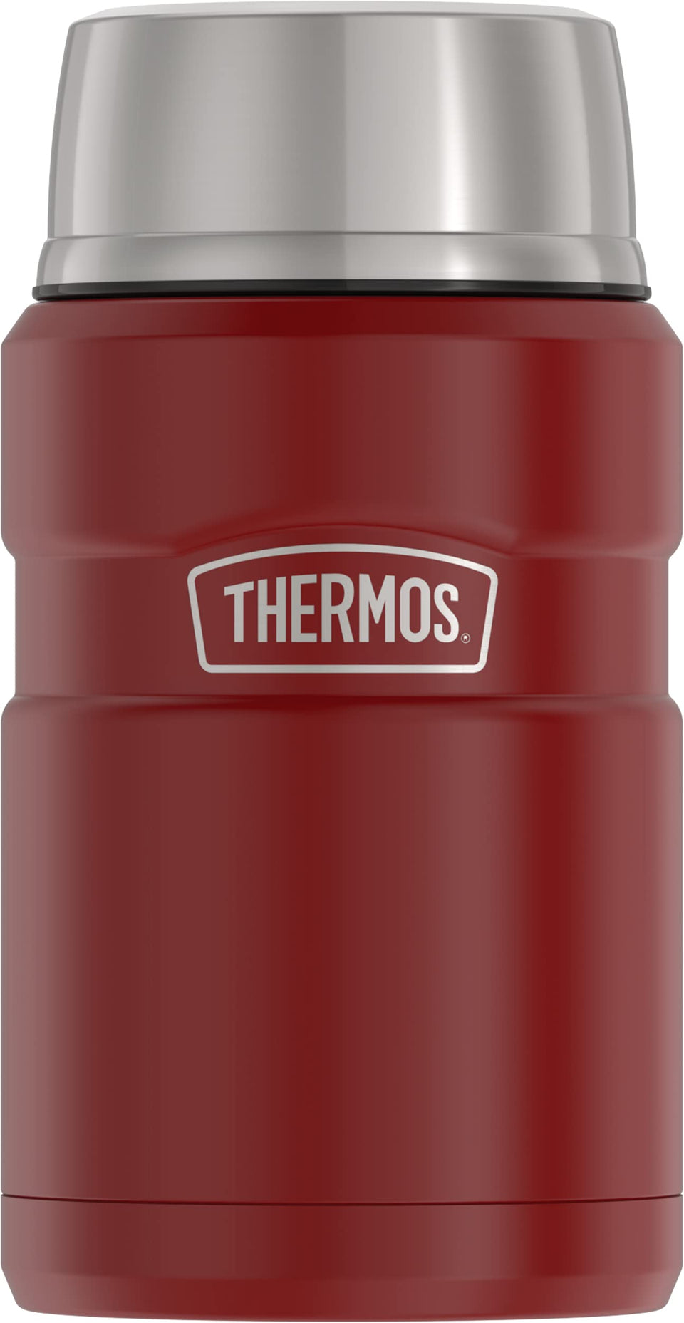THERMOS Stainless King 24oz Rustic Red with closed lid for leak-proof portable meals