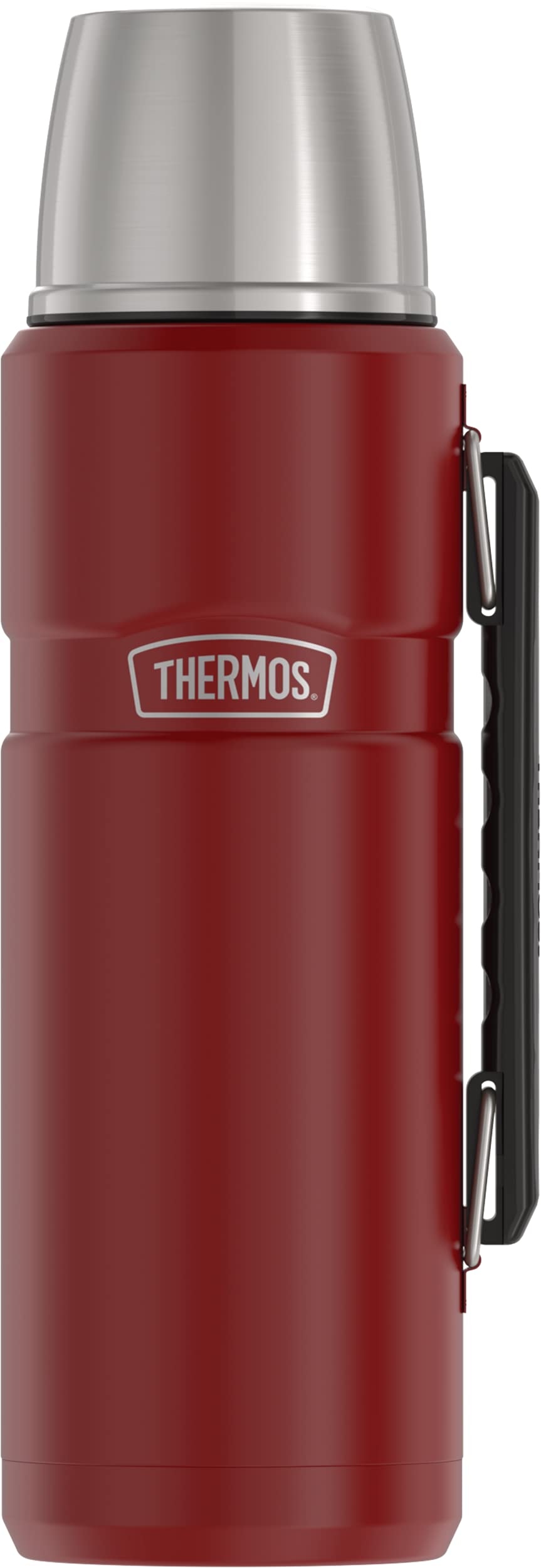 THERMOS Stainless King 40oz bottle lid serving cup for easy pour-and-serve on trips.