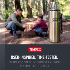 THERMOS Stainless King 40oz dishwasher-safe top rack simplifies cleaning after adventures.