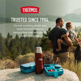 THERMOS Stainless King 40oz rustic red exterior suits outdoor adventures.