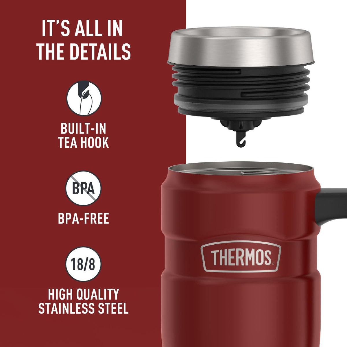 Mug secured in a cupholder showing easy portability and a sturdy handle