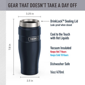 THERMOS Stainless King DrinkLock lid prevents leaks during commutes