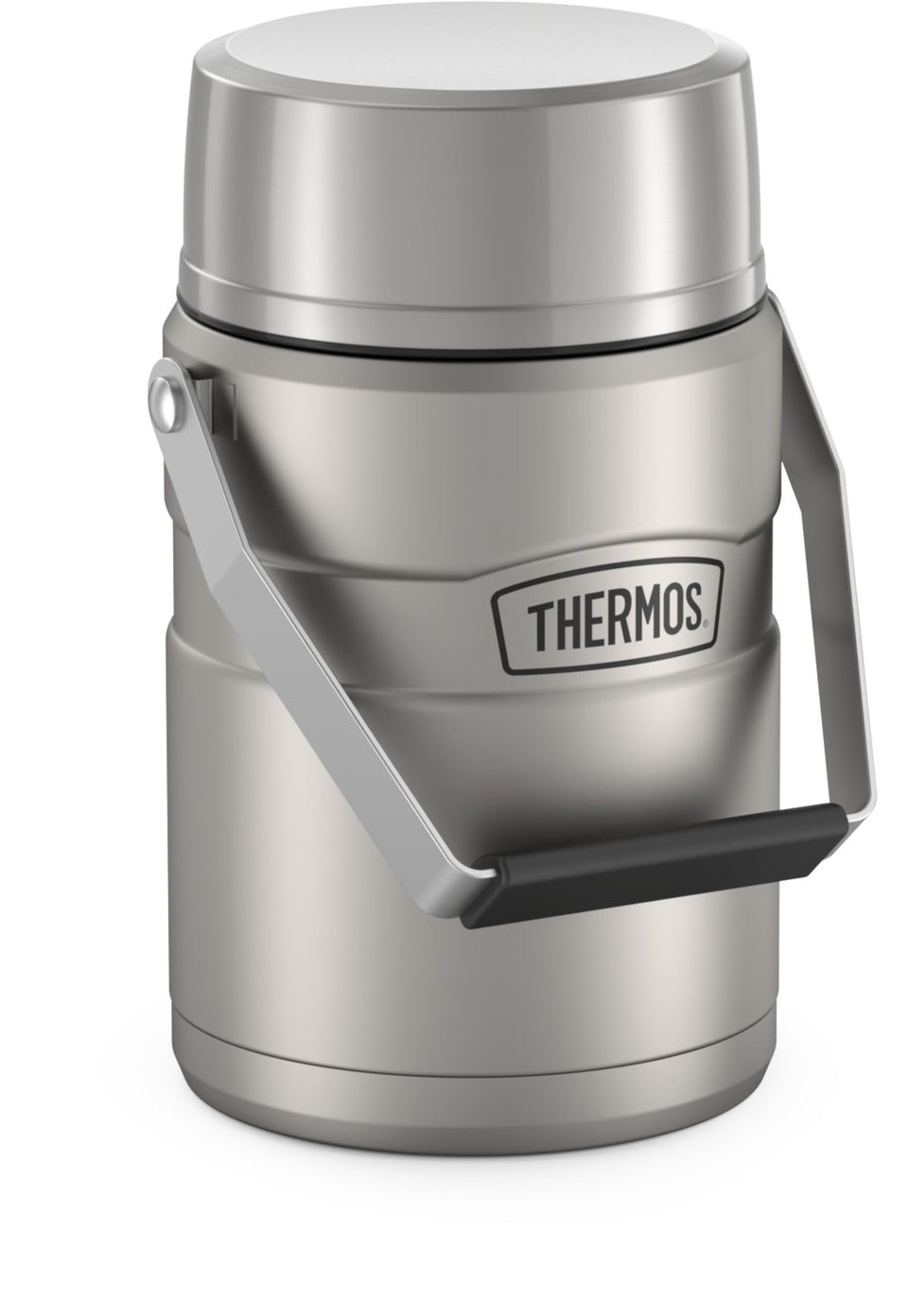 THERMOS Stainless King Food Jar exterior shows durable stainless steel for all-day meals.