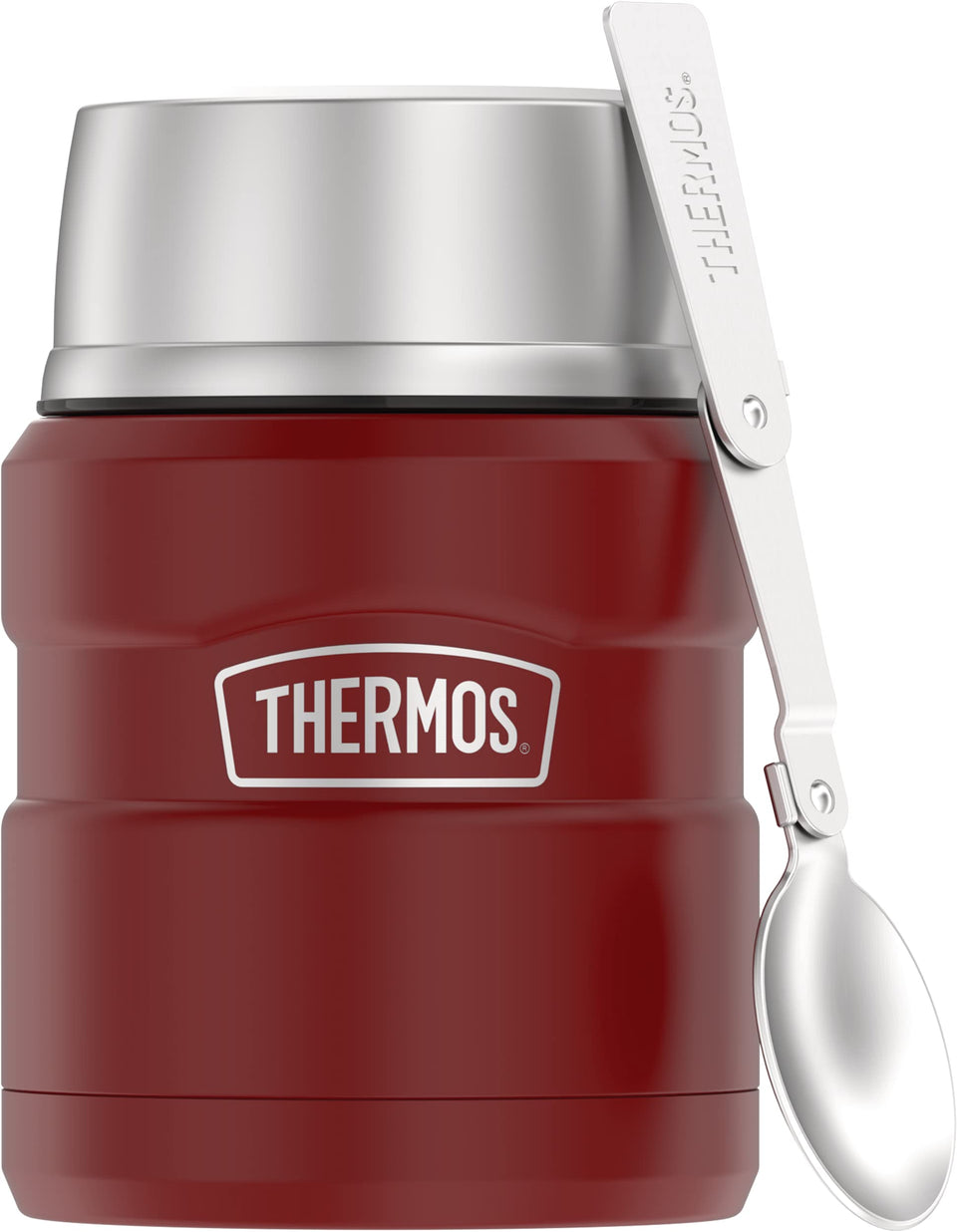 THERMOS Stainless King 16 oz rustic red food jar keeps hot meals warm for outdoor use