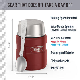 THERMOS Stainless King with spoon stored inside lid for easy meals on the go