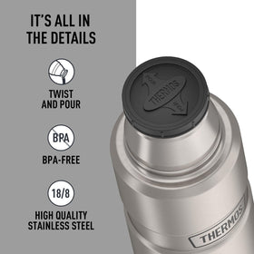 THERMOS Stainless King keeps hot up to 18 hours and cold up to 24.