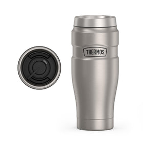 THERMOS Stainless King hot coffee during a busy commute.